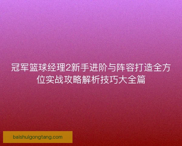 冠军篮球经理2新手进阶与阵容打造全方位实战攻略解析技巧大全篇