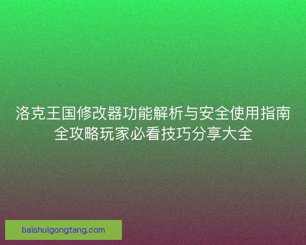 洛克王国修改器功能解析与安全使用指南全攻略玩家必看技巧分享大全
