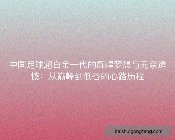 中国足球超白金一代的辉煌梦想与无奈遗憾：从巅峰到低谷的心路历程